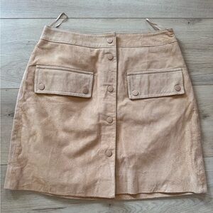 Mango Beige Button-Front Mini Skirt